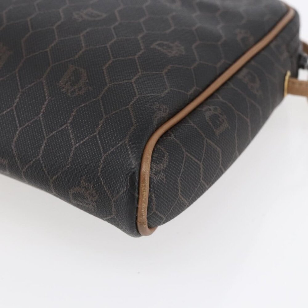 Authentic Christian Dior Honeycomb Canvas Shoulder Bag PVC Black Gold - Picture 4 of 16